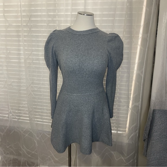 Express Dress Womens XL Grey Sweater Fit And Flare Open Back Tie Cozy‎ Basic - Picture 1 of 13